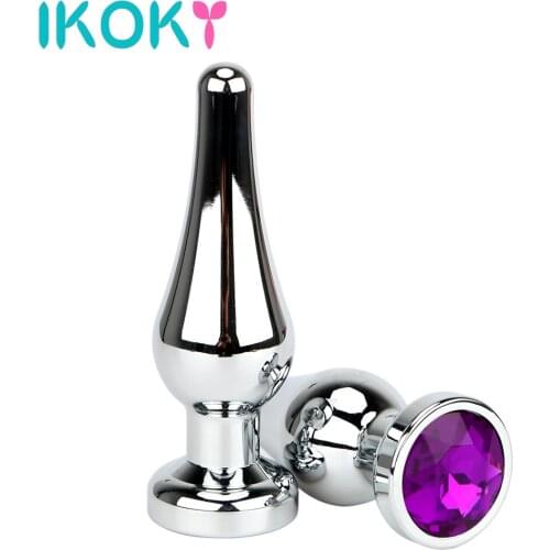 IKOKY Sex Toys for Women and Men Prostate Massage Butt Plug Stainless Steel With Diamond Adult Product Metal Anal Plugs