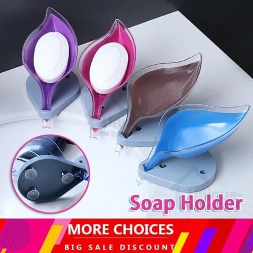 Multifunctional Creative Leaf Drain Soap Box Storage Rack Kitchen Organizer Holder Bathroom Supplies Gadgets With Suction Cup