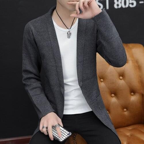 Black Light Gray Mens Sweaters Dark Gray Long Sleeve Spring and Autumn Cardigan Men Casual Turn-down Collar Solid Men Sweater