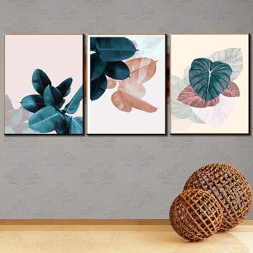 Painting By Numbers Frameworks Coloring by Numbers Pictures Home Decor Canvas Leaves Decorations Modular Pictures 3pcs/lot