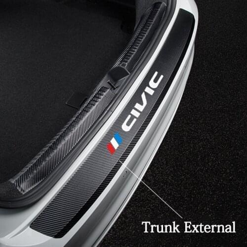 Carbon Fiber Car Rear Bumper Trunk Guard Protected Stickers Vinyl Decals For Honda Civic 8th 10th Type R 2006-2021 Accessories