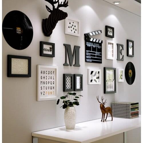 Nordic Style Wall Hanging Wooden Photo Frame Set For Hallway Bedroom Living Room Family Wall Decoration Home Decor Picture