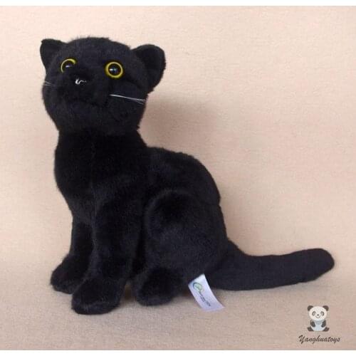 Real life Plush black cats toys soft and smooth stuffed animals toy present Decoration