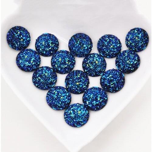New Fashion 40pcs 14mm Black AB Color Flat back Resin Cabochons Cameo G4-12