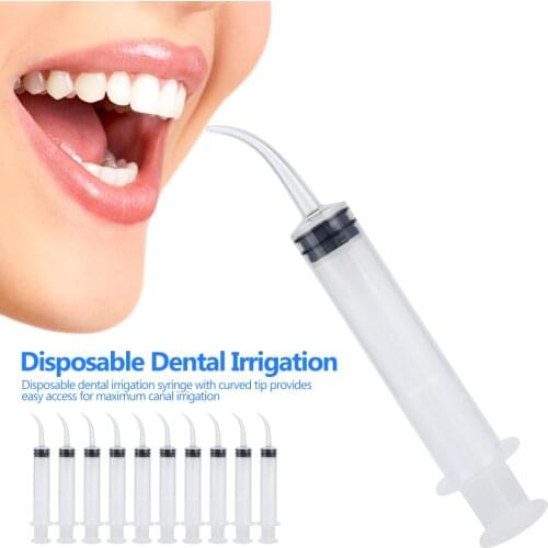 10Pc Disposable Dental Irrigation Syringe Curved Tip Clear Utility Hobby Tool 12CCInjector Oral Care Tooth Whitening Instruments