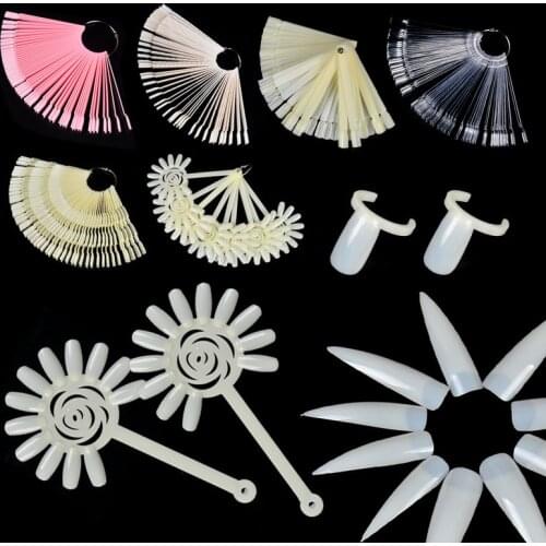 Nail Polish UV Gel Color Palette Card Display Shelf Practice Training Fan Shaped Showing Sticks White Manicure Tool