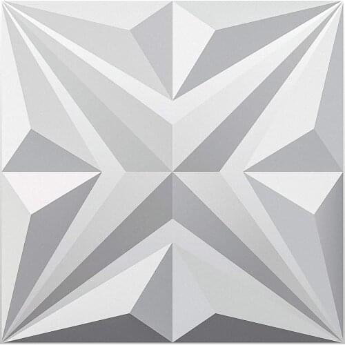50x50cm Plastic 3D Wall Panels Star Textured White for Living Room Bedroom TV Background Ceiling Pack of 12 Tiles