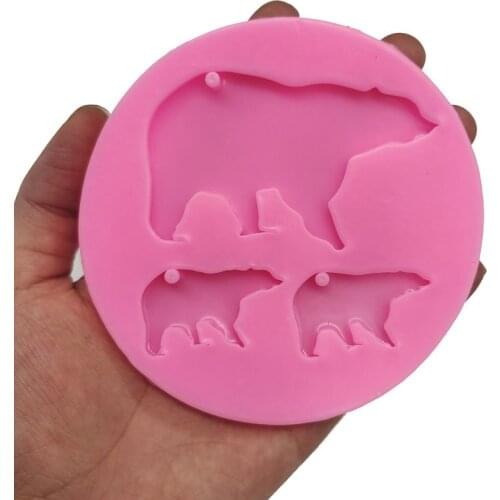 Hot Porous Resin Mold DIY Polar Bear Silicone Mold Keychain Jewelry Accessories Animal Food Grade Cake Decoration Tool DIY Epoxy