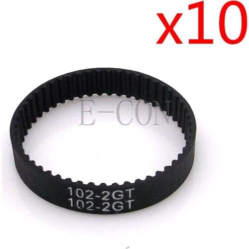 10pcs /lot 102-GT2 Loop Timing Belt Width 6mm GT2 Belt Rubber Fiberglass Inner Length 102mm 51 Teeth for GT2 Timing Pulley