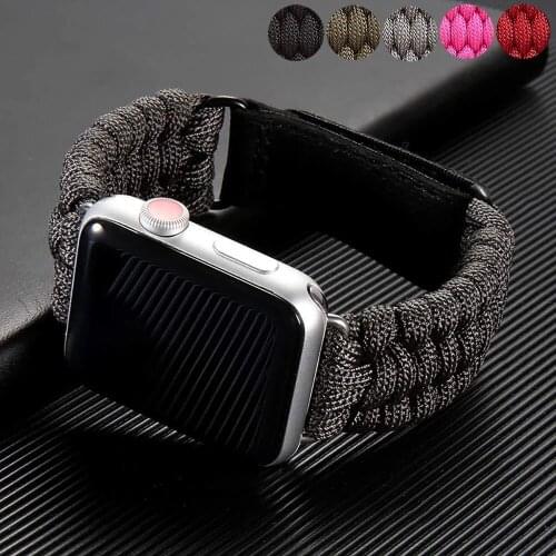 Outdoors Nylon strap For Apple watch band 44mm 40mm 42mm 38mm iWatch Bracelet for Apple watchbands series 6 5 4 3 se Rope strap