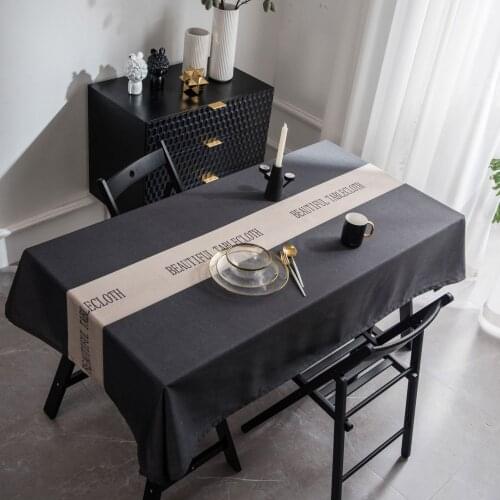 Nordic Ins Style Tablecloth Solid Color Words Rectangular Picnic Table Cover Waterproof Oil-proof Home Kitchen Art Decor Cloth