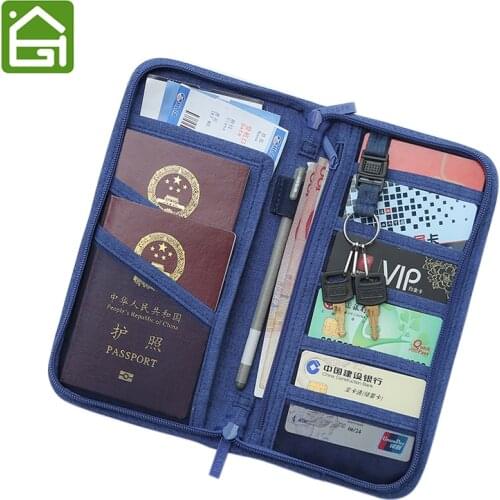 RFID Blocking Passport Documents Storage Bag Travel Credit Card ID Card Cover Cash Organizer Holder with Hand Strap