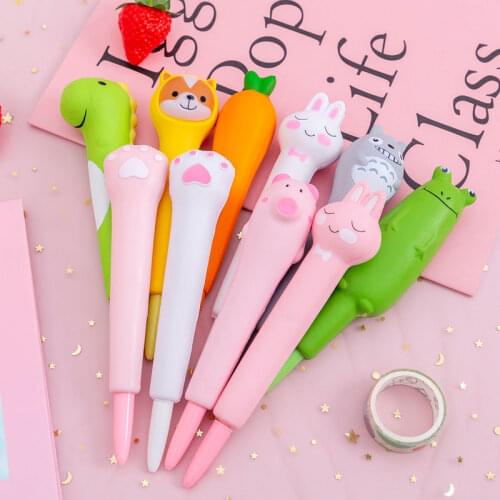 Squishy Antistress Toys Dinosaur Cat Bear Unicorn Slow Rising Black Pen 0.5mm Kawaii Pen Decompression Toy Children kids Gift
