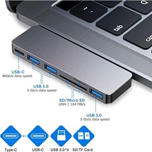 LX9B USB C Hub 6 in 1 Aluminum USB C Adapter with 3 USB 3.0 Ports for macbook Pro 2020 13 15, MacBook Air 2018 2019