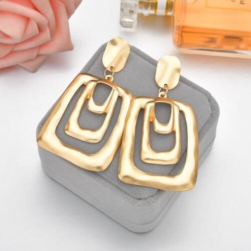 UAM Vintage Geometric 2019 Dangle Earring Round Square Gold Color Fashion Drop Earrings Birthday Jewelry 2019 New Accessories