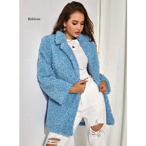 Winter New Women Warm Faux Fur Coat Thick Women Long Coat Turn Down Collar Women Coat Casaco Feminino Plus Size 4Xl