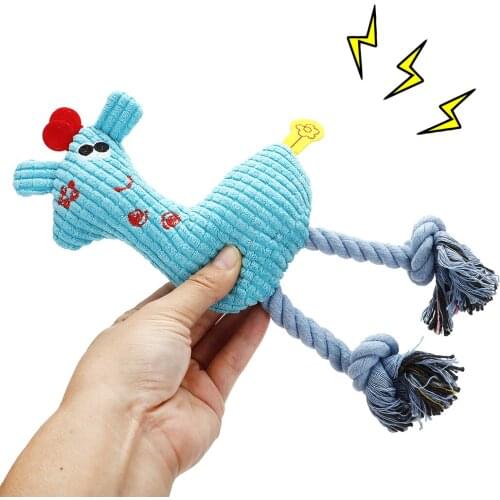 1PCS Pet Toy Cute Cartoon Plush Deer Shape Toy Pet Teething Squeaky Toy Cat Chew Toy Dog Sound Toy Pet Funny Interactive Toy