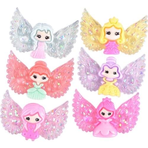 12Pcs Resin Cartoon Wing Princess Ornament DIY Crafts Scrapbooking Hair Accessories Brooch Phone Shell Decor Shoe Embellishments