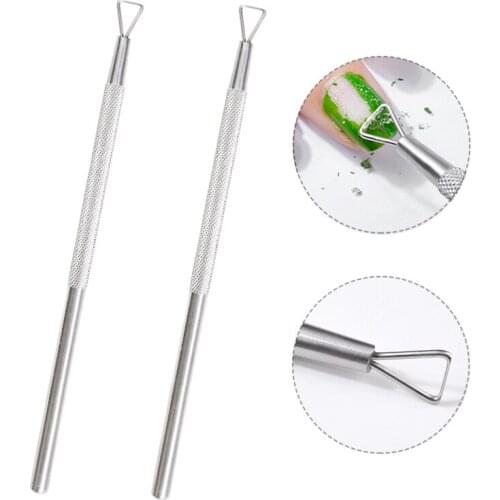 2pcs Stainless Steel Nail Cuticle Pusher Spoon UV Gel Remover Pedicure Nail Art Equipment Manicure Clean Tools