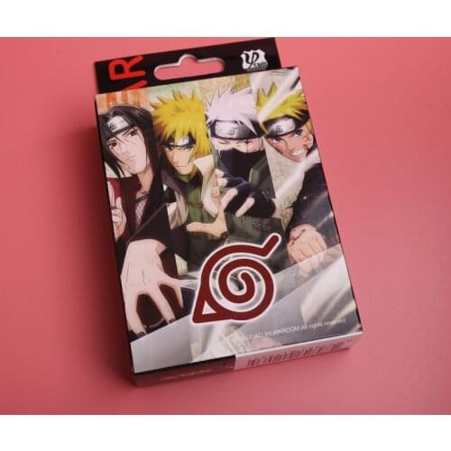 54pcs cards Anime cartoon Ninja Akatsuki Poker toy Sasuke Kakashi Cosplay Board Game Cards Hardcover poker toy gift with box