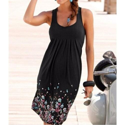 5XL Print Women Dresses 2021 Sleeveless Summer Ladies Casual Black Plus Size Loose Dress Boho Beach Dress Vestidos De Fiesta