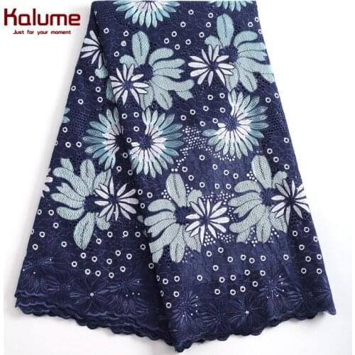 Kalume African Lace Fabric 2021 High Quality Cotton Lace Swiss Voile Lace With Stones Swiss Voile Lace In Switzerland Dress 2230