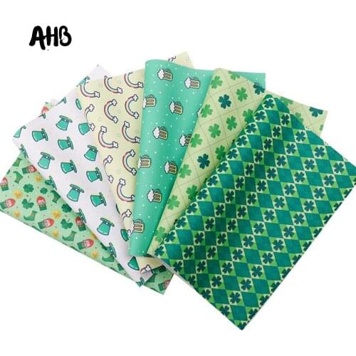 AHB Synthetic Leather Fabric Clover Printed Vinyl Leather for Craft DIY Hairbow Accessories St.Patricks Faux Leather In Crafts