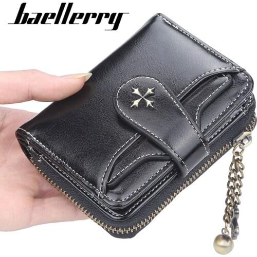Baellerry 2021 Women Oil Wax Leather Wallets Card Holder Female Casual Short Coin Purse Ladies Large Capacity Money Bag Wallet