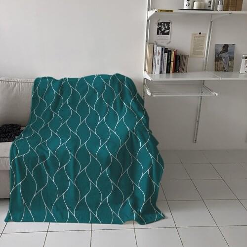 Turquoise Color Wave Pattern Texture Throw Blanket for Sofa Warm Blanket on Bed Home Bedspread Travel Fleece Blanket