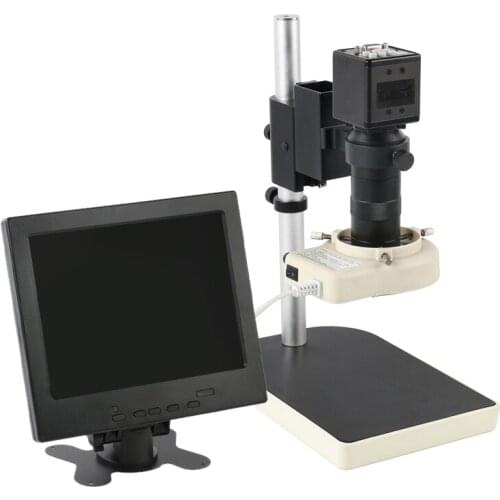 2 in 1 CCD CMOS Digital Microscope Camera VGA USB outputs+56 LED ring Light+Stand holder+100X C-mount lens for PCB /Lab repair