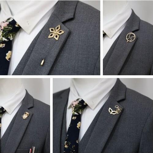 I-Remiel Alloy Circle Long Needle Brooch Pin Plant Animal Pins and Brooches for Men Suit Coat Ornament Shirt Collar Accessories