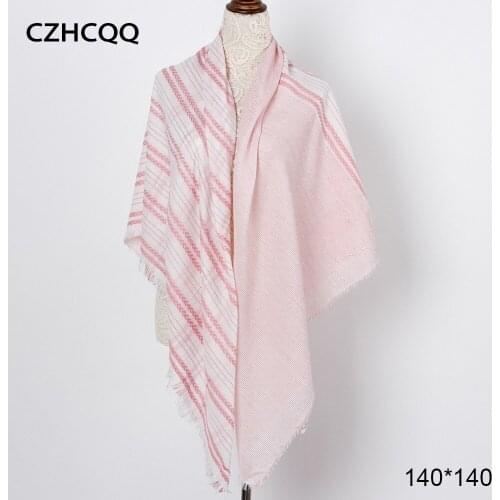 Long Cotton Scarf Women Winter Stripe Shawl Stole Square Hijab Cotton Poncho Bohemian Snood Women Scarf For Ladies 2019