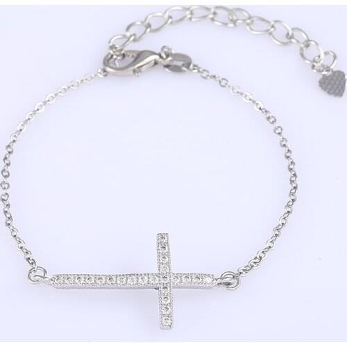 Dropshipping Supplier Micro Pave Zircon Cross Charms For Women Men Wrist Friendship Jewelry Chains Bracelets Birthday Gifts