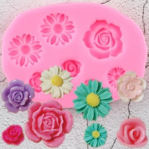 Variety Flower Silicone Molds Rose Daisy Fondant Cake Decorating Tools DIY Cupcake Candy Chocolate Mold Jewelry Clay Resin Mould