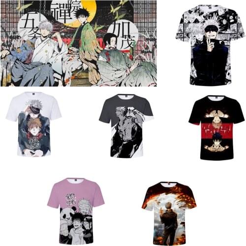 2021 Anime Cosplay Jujutsu Kaisen Itadori Yuji Gojo Satoru Ryomen Sukuna 3D Digital Printing Short Sleeve T-shirt Unisex
