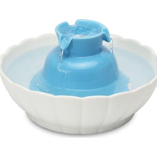 New design Dog/Cat Lotus Ceramic 2.1L/70 Oz Automatic Pet Drinking Fountain