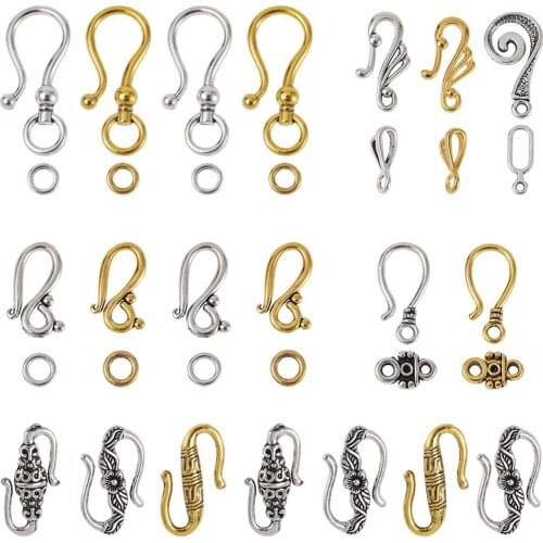 1set Tibetan Style Hook and S-Hook Clasps Connertor Eng For Jewelry Making DIY Bracelet Necklace Accessories