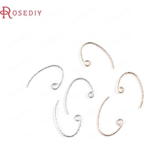 34036)20PCS Height 20MM 24K Gold Color Plated Brass Earring Hook High Quality Diy Jewelry Findings Accessories