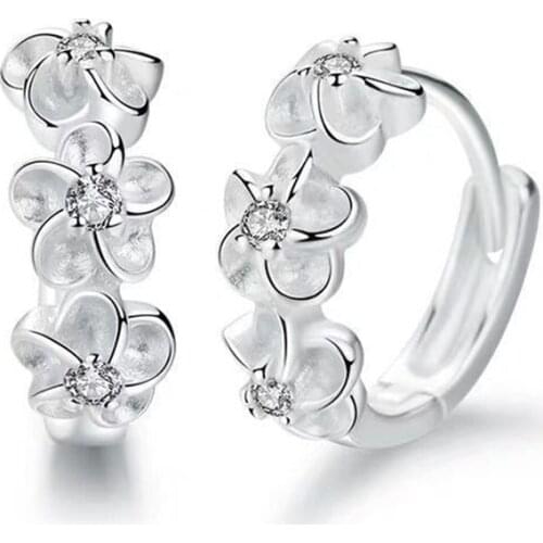 2020 New 925 Sterling Silver Earrings Small Flower Round Earrings Female Charm Jewelry Gift