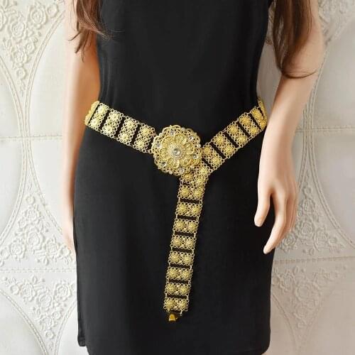 New Arrival Gold Skirt Belt Female Alloy Metal Geometric Hollow Flower Waist Chain For Women Gift Clothes Waistband Jewelry