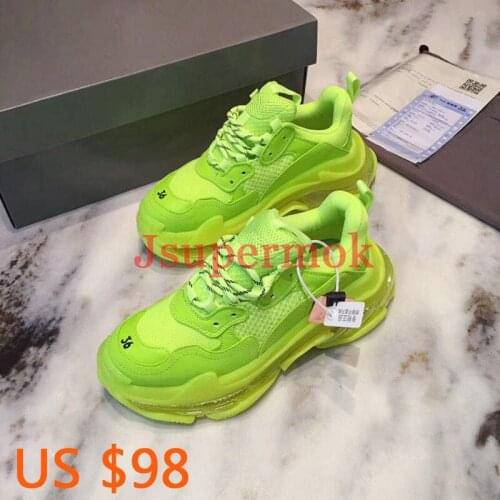New Women Casual running shoes Paris fashion luxurybrand leather increased sneakers old shoes couple casual shoes