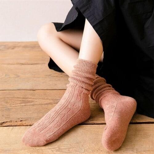 Autumn Winter Thicken Warm Long Socks for Women Silver Shiny Cashmere Wool Crew Sock Harajuku Streetwear Homewear Sleeping Sock