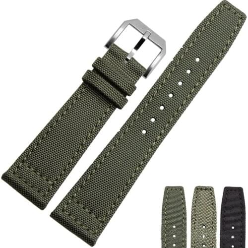 20mm 21mm 22mm Nylon Canvas Fabric Watch Band for IWC Pilot Spitfire Timezone Top Gun Strap Green Black Belts Wristwatch Straps