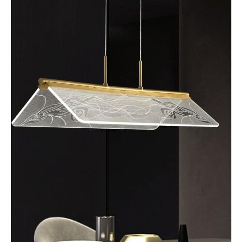 Luxury Copper Pendant Light Simple Creative LED Hanging Lamp Dining Room Living Bedroom Acrylic Postmodern Suspension Luminaire