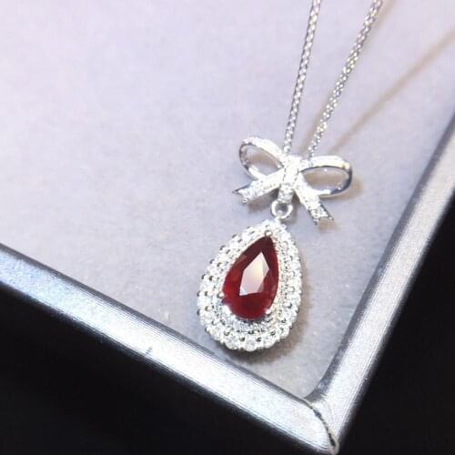 Ruby Pendant Fine Jewelry Real 18K Gold AU750 Natural Unheat Red Ruby Gems 1.0ct Diamond Pendant Gemstone Necklaces for Women