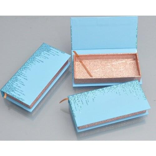 Series1 -Wholesale Eyelashes Box Package Lash Boxes Package Custom Rectangle Blue Glitter 25mm Mink Lashes Makeup Case Vendors