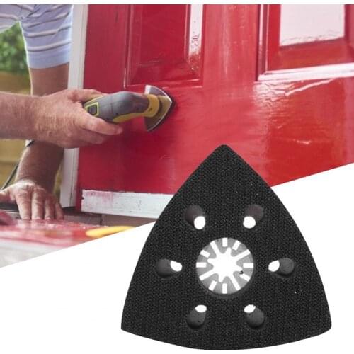 90mm Professional Sand Pad 6 Holes Quick Release Oscillating Sanding Pad Universal Triangular Sand Saw Blade for Woodworking