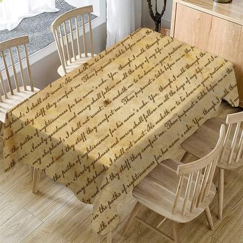 Vintage Print Tablecloth Oilproof Waterproof Rectangular Table Cloth Banquet Party Polyester Wedding Party Tablecloth