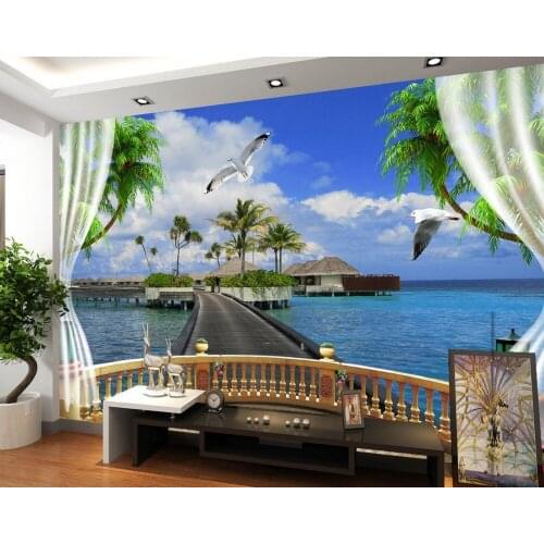 Stereoscopic wallpaper Window sea TV backdrop mural wallpaper Custom photo wallpaper 3D stereoscopic