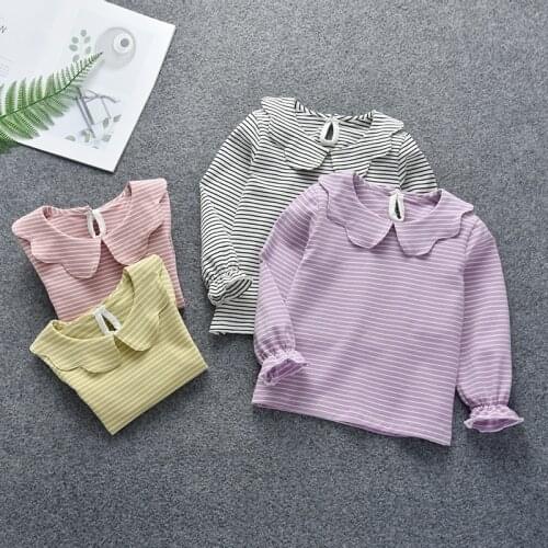 Baby Girls Tops Shirts Kids White Pink Long Sleeve Striped Girls Blouse Baby Girl Tops Toddler Children Clothes